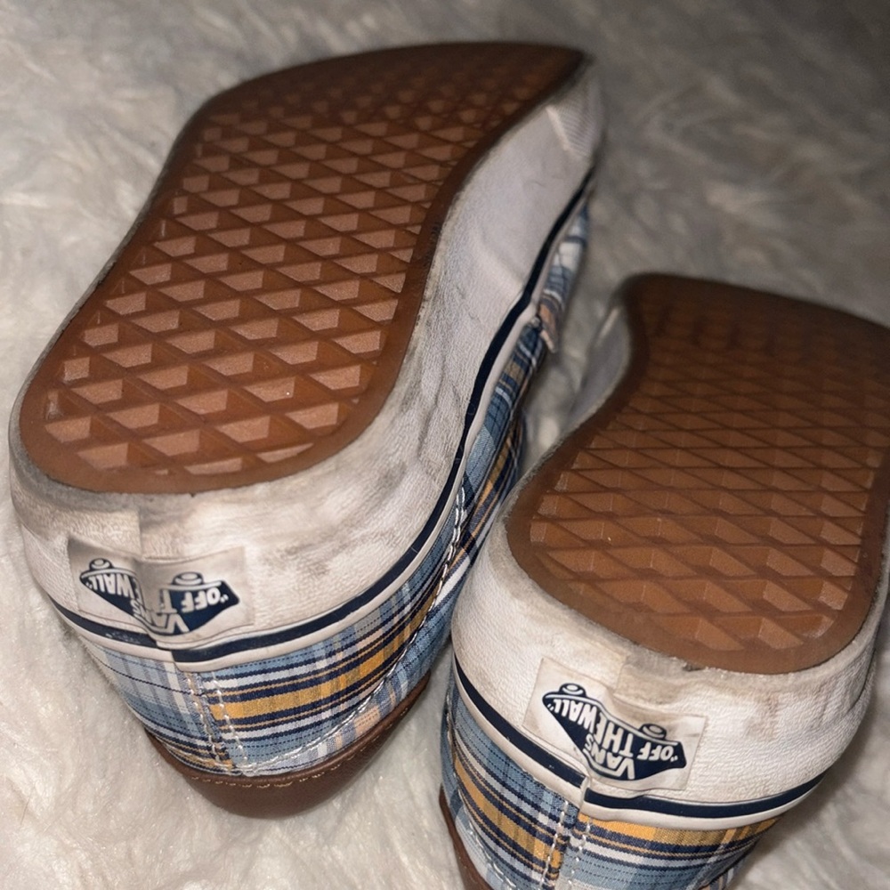 Vans Unisex Plaid & Leather Canvas Sneaker, Size US Men 6.5, US Women 8 - Picture 13 of 16